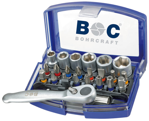 Bohrcraft PB24 Farbring 1/4" Bit-Satz mit Umschaltknarre 24-tlg.69001430023