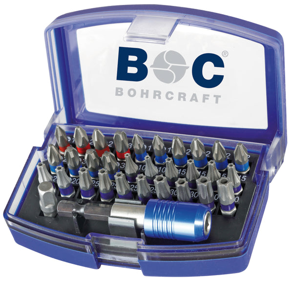 Bohrcraft PB32 Farbring 1/4" Bit-Satz mit Schnellspann-Halter, 32-tlg. 69001430031