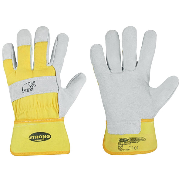 MAMMUT STRONGHAND® Handschuhe, Rind-Spaltleder, Natur/Gelb, Cat 2, Größe 12 /  Beutel 12 Paar