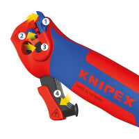 Knipex Abmantelungsmesser, 145mm mit Gleitschuh und Ratschen