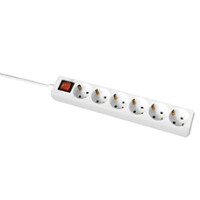 Mehrfachsteckdose, 6-fach 1,4m Zuleitung + Schalter wei&szli