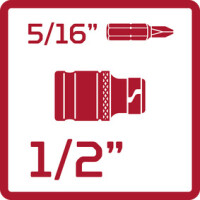 Bit-Adapter 1/2 4kt x 5/16 6kt L.38mm 3